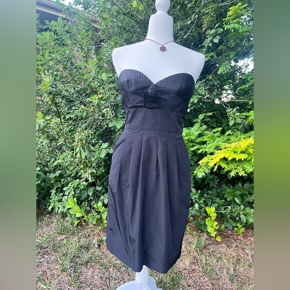 NWT- BCBGMaxAzria- Elegant Black Strapless Dress - Picture 2 of 7